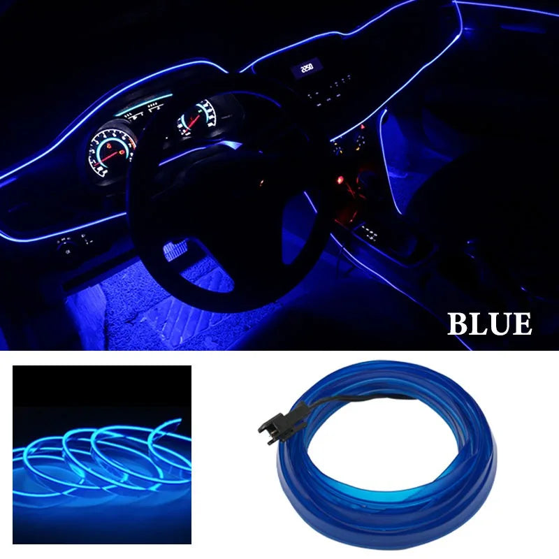 3M/5M Car Interior Atmosphere Led Strip Light Flexible Neon EL Wiring With USB Interface Auto Decorative Lamp Universal