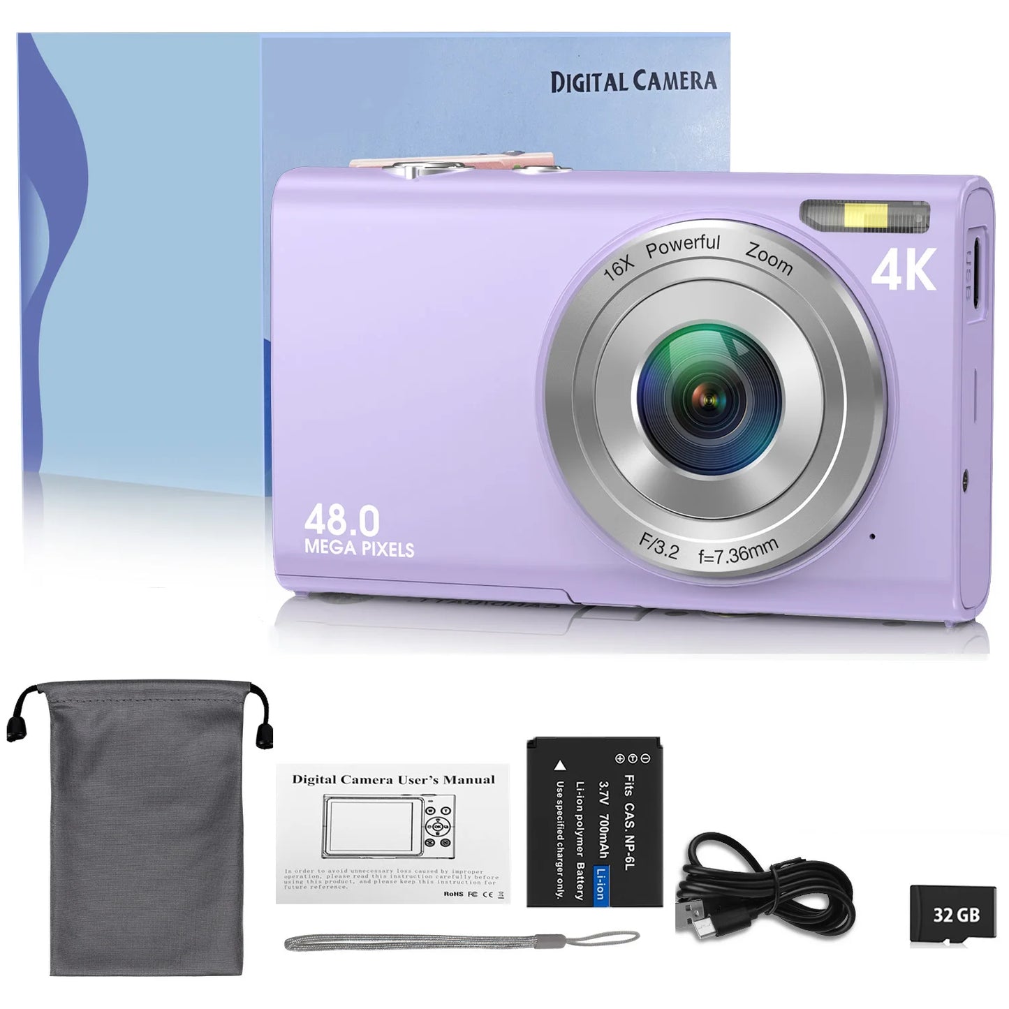 4K Digital Camera Autofocus Vlogging Camera HD 48MP