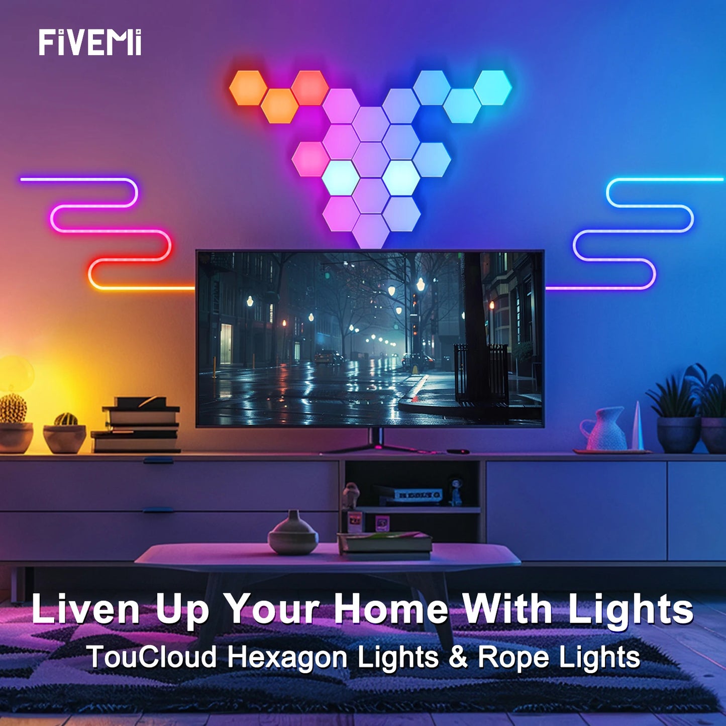 8/12/20 PCS Smart Hexagon Wall Light Color Changing Ambient Hexagonal Lights Night DIY Music Sync MeRGBW APP Games Room Bedroom