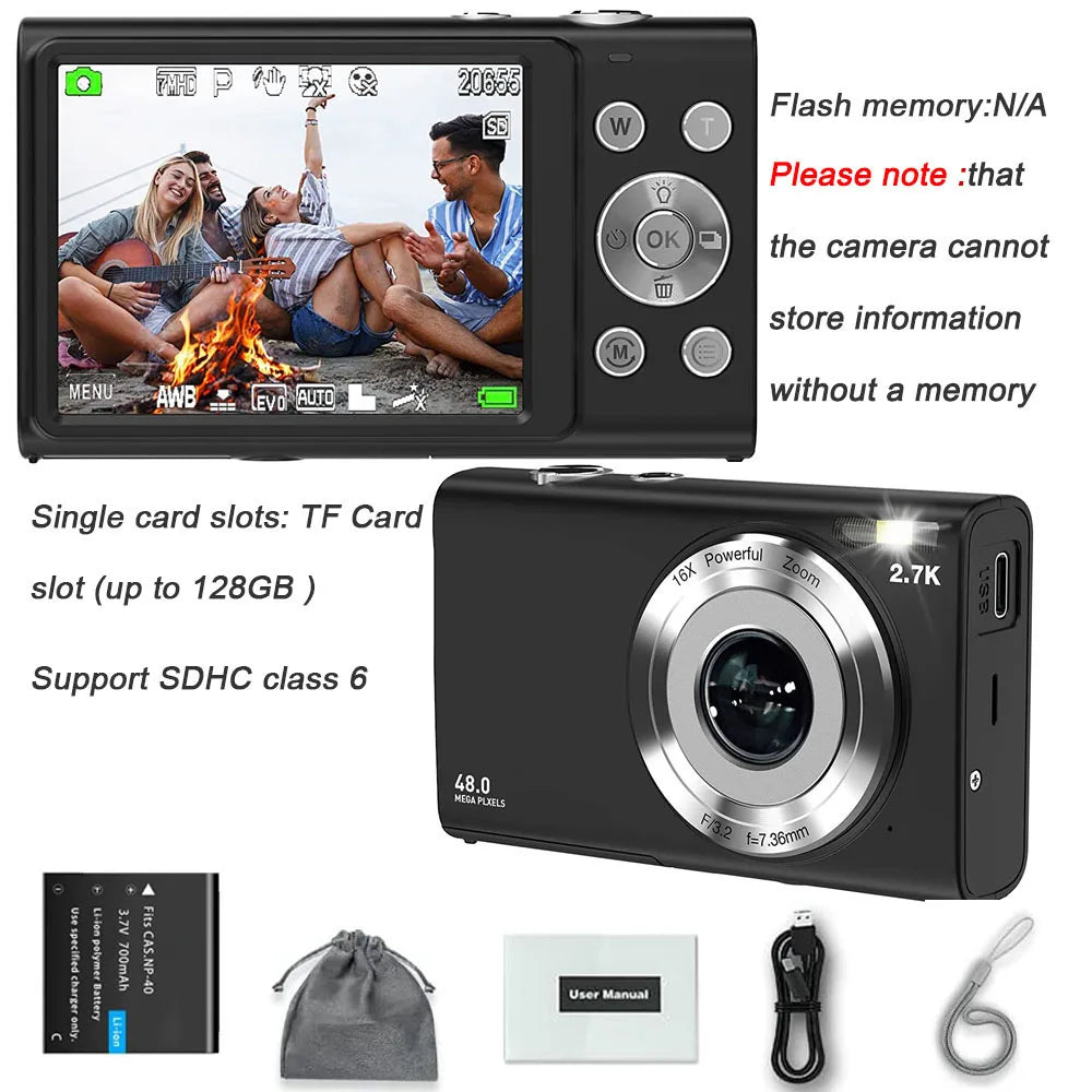 4K Digital Camera Autofocus Vlogging Camera HD 48MP