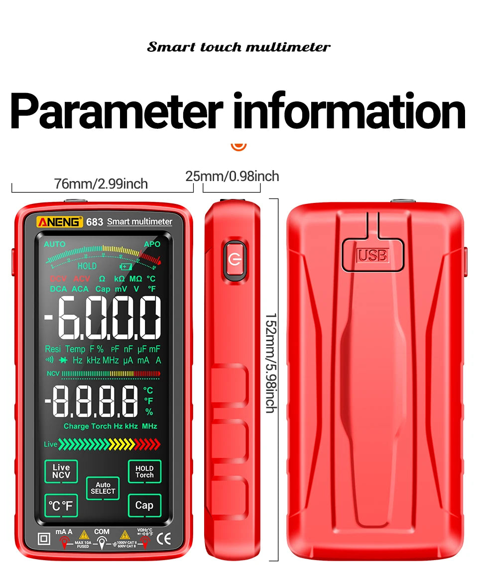 ANENG 683 Smart Multimeter High-end Touch 6000 Counts Multimetro