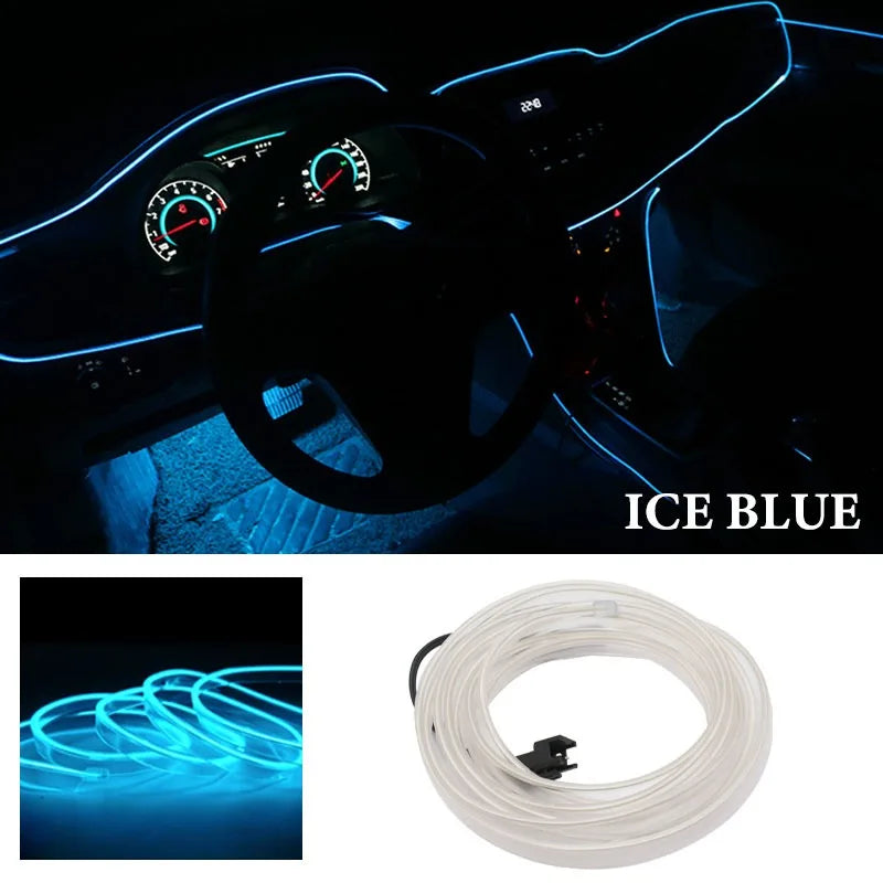 3M/5M Car Interior Atmosphere Led Strip Light Flexible Neon EL Wiring With USB Interface Auto Decorative Lamp Universal