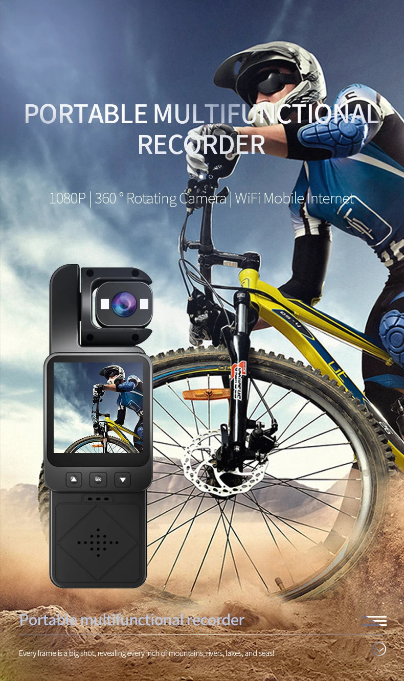 FHD 1080P Wifi Camera Digital Video Outdoor Sports Camera Mini DV Portable Handheld Law Enforcement Recorder 360° Rotatable Lens