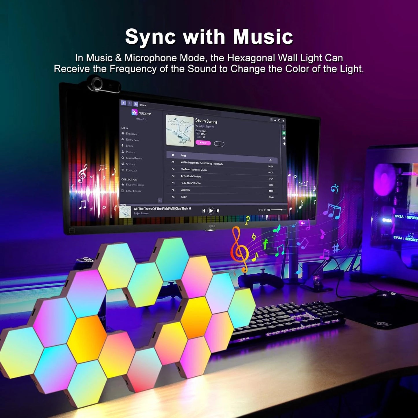 8/12/20 PCS Smart Hexagon Wall Light Color Changing Ambient Hexagonal Lights Night DIY Music Sync MeRGBW APP Games Room Bedroom