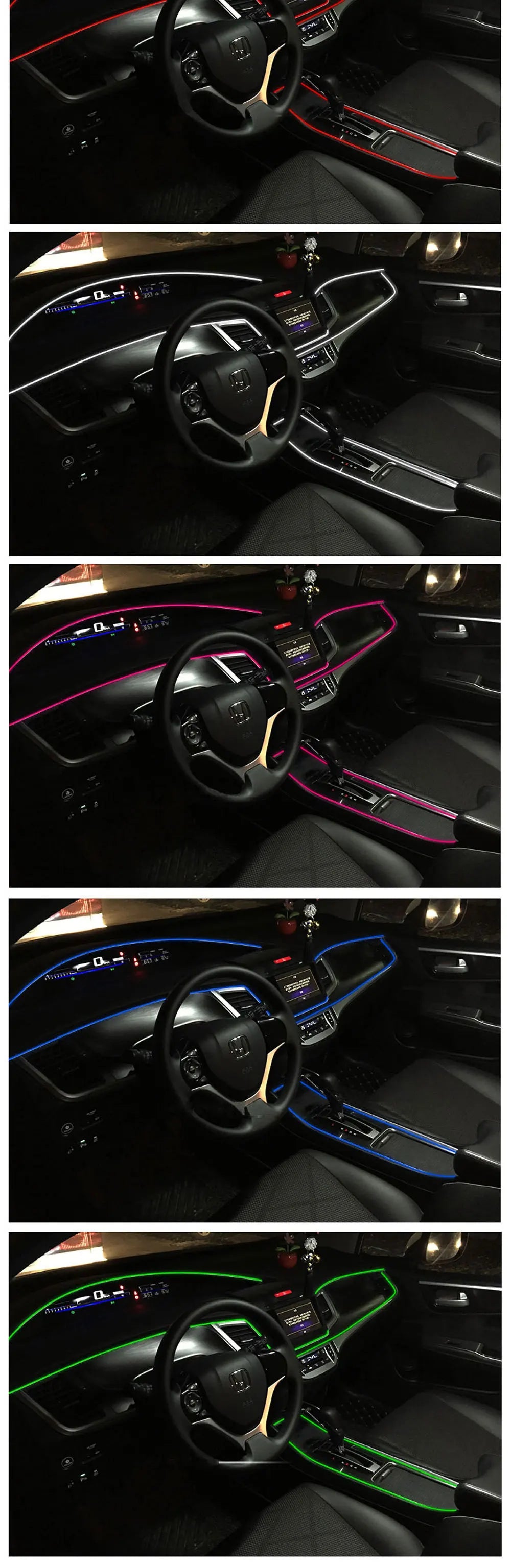 3M/5M Car Interior Atmosphere Led Strip Light Flexible Neon EL Wiring With USB Interface Auto Decorative Lamp Universal