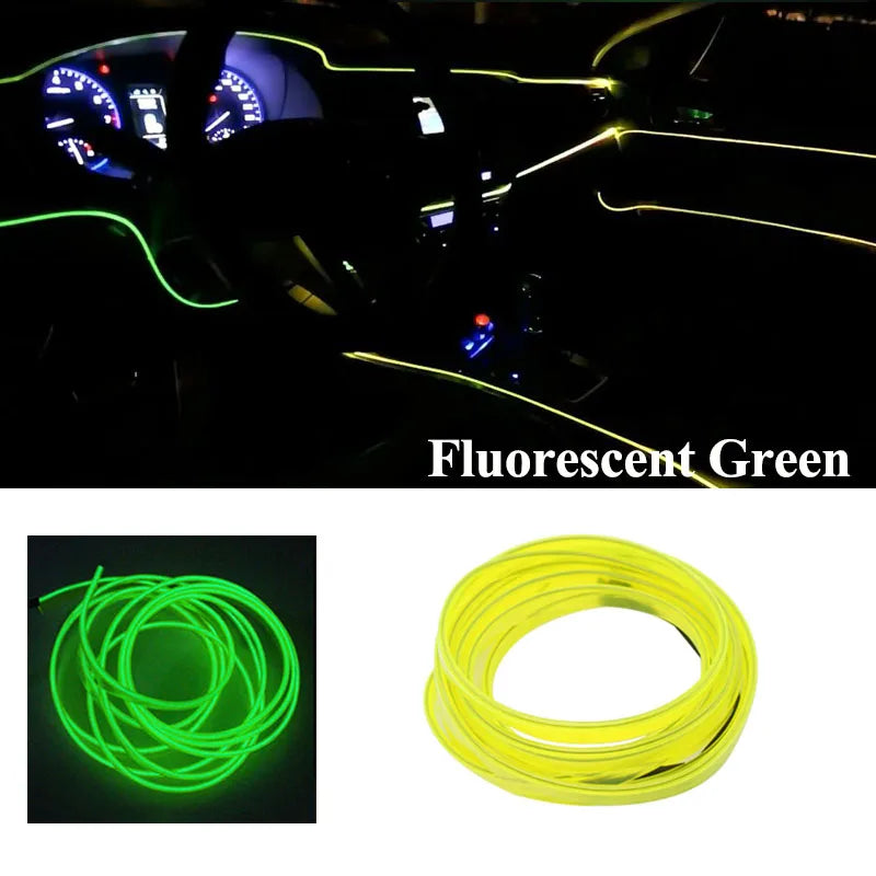 3M/5M Car Interior Atmosphere Led Strip Light Flexible Neon EL Wiring With USB Interface Auto Decorative Lamp Universal