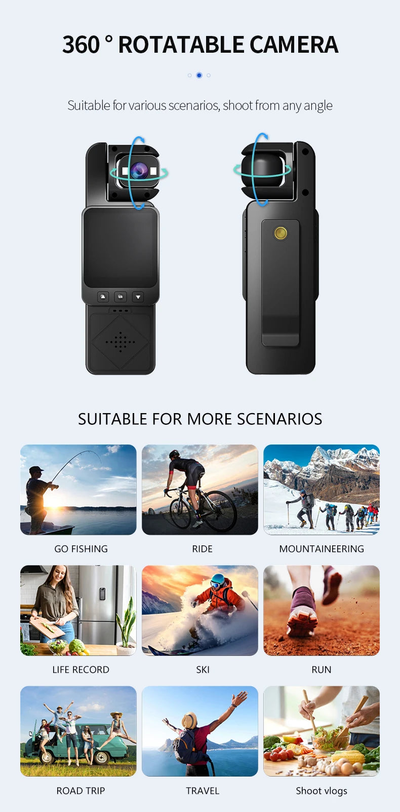 FHD 1080P Wifi Camera Digital Video Outdoor Sports Camera Mini DV Portable Handheld Law Enforcement Recorder 360° Rotatable Lens