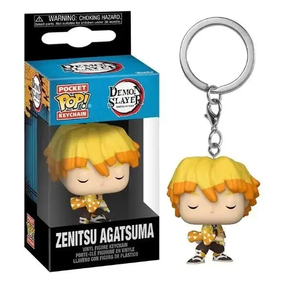 FUNKO POP Demon Slayer NEZUKO KAMADO ZENITSU AGATSUMA TANJIRO INOSUKE HASHIBIRA Pocket Pop Keychain Collection Model Doll Toy
