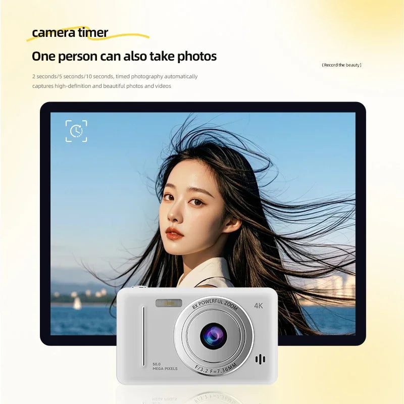 4K Digital Camera 5000W Pixel Retro CCD Portable Card Camera Entry-level Camera Dual Camera Flash 50 Million Pixels Auto Focus