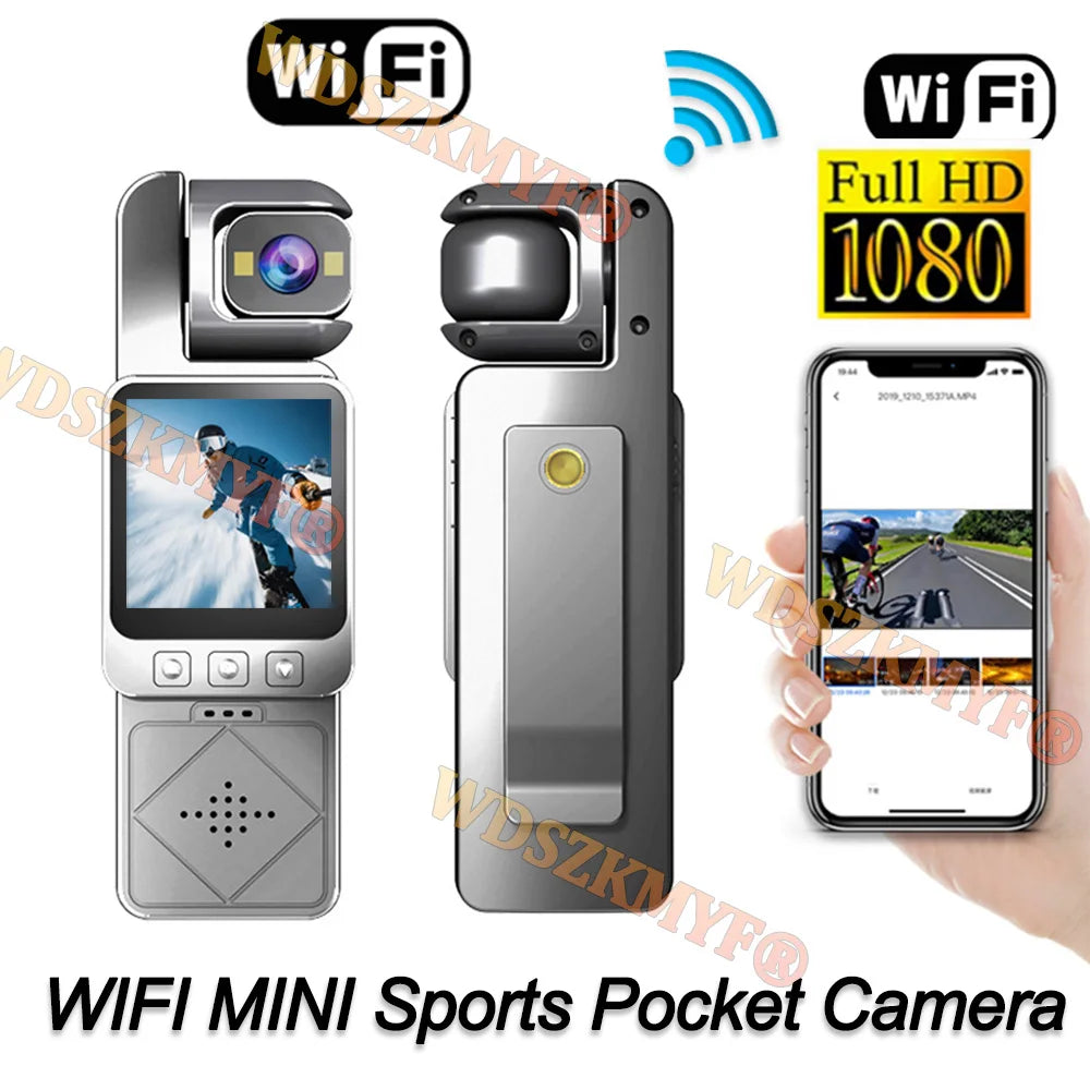 FHD 1080P Wifi Camera Digital Video Outdoor Sports Camera Mini DV Portable Handheld Law Enforcement Recorder 360° Rotatable Lens