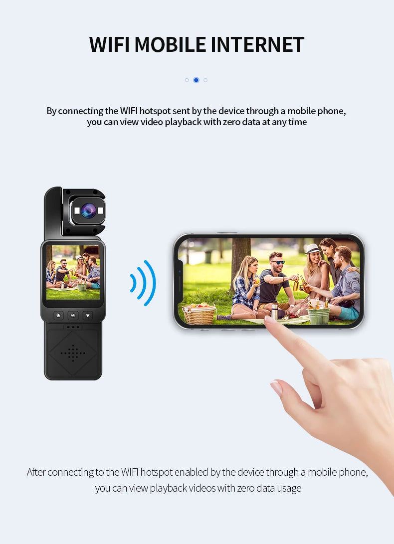 FHD 1080P Wifi Camera Digital Video Outdoor Sports Camera Mini DV Portable Handheld Law Enforcement Recorder 360° Rotatable Lens