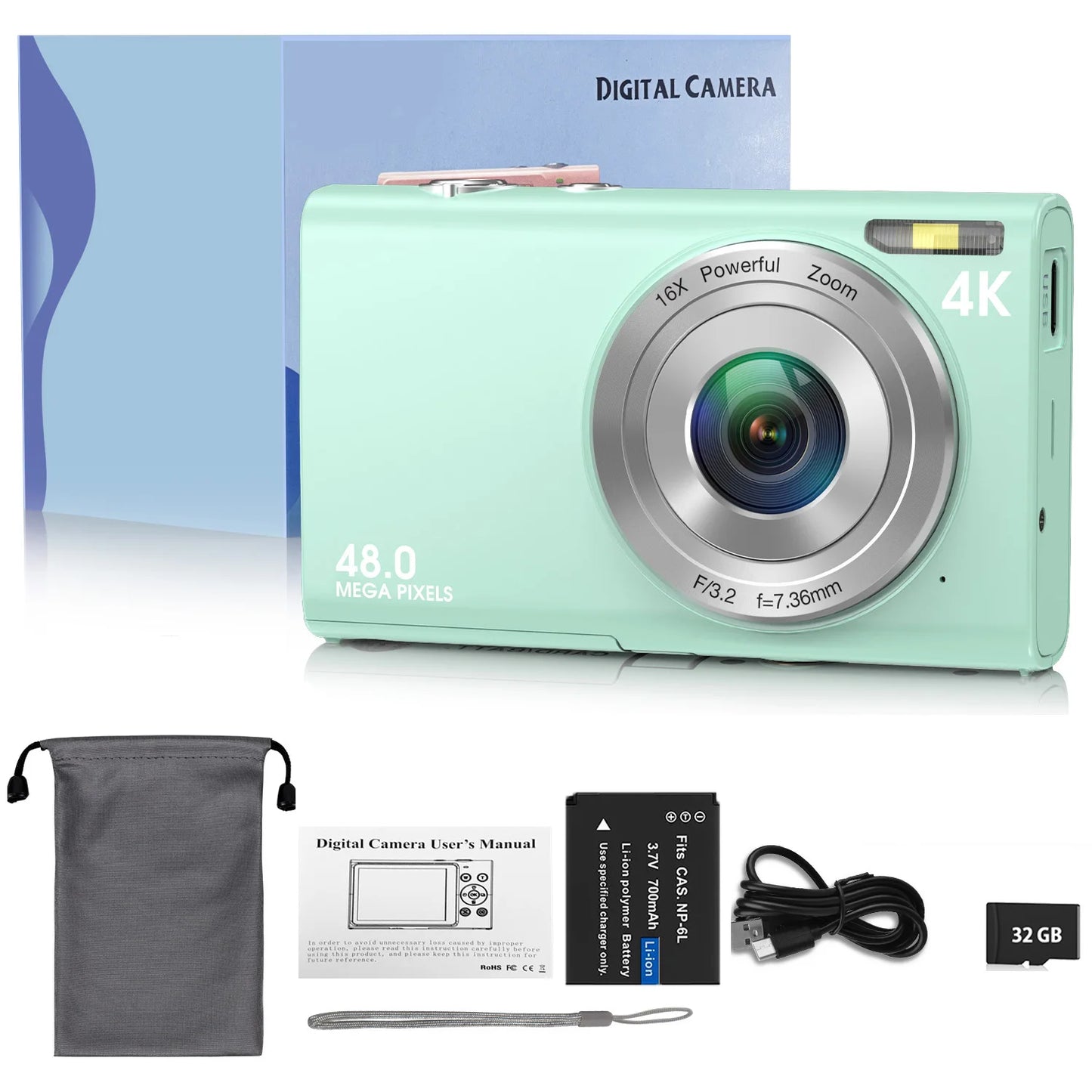 4K Digital Camera Autofocus Vlogging Camera HD 48MP