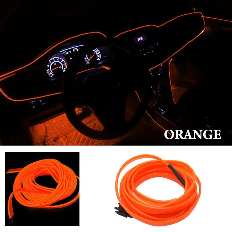3M/5M Car Interior Atmosphere Led Strip Light Flexible Neon EL Wiring With USB Interface Auto Decorative Lamp Universal