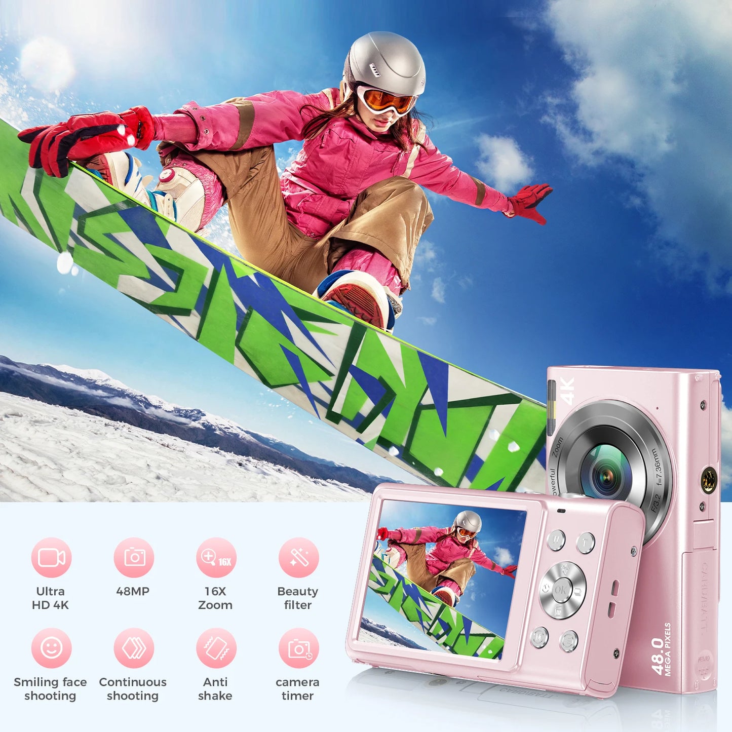 4K Digital Camera Autofocus Vlogging Camera HD 48MP