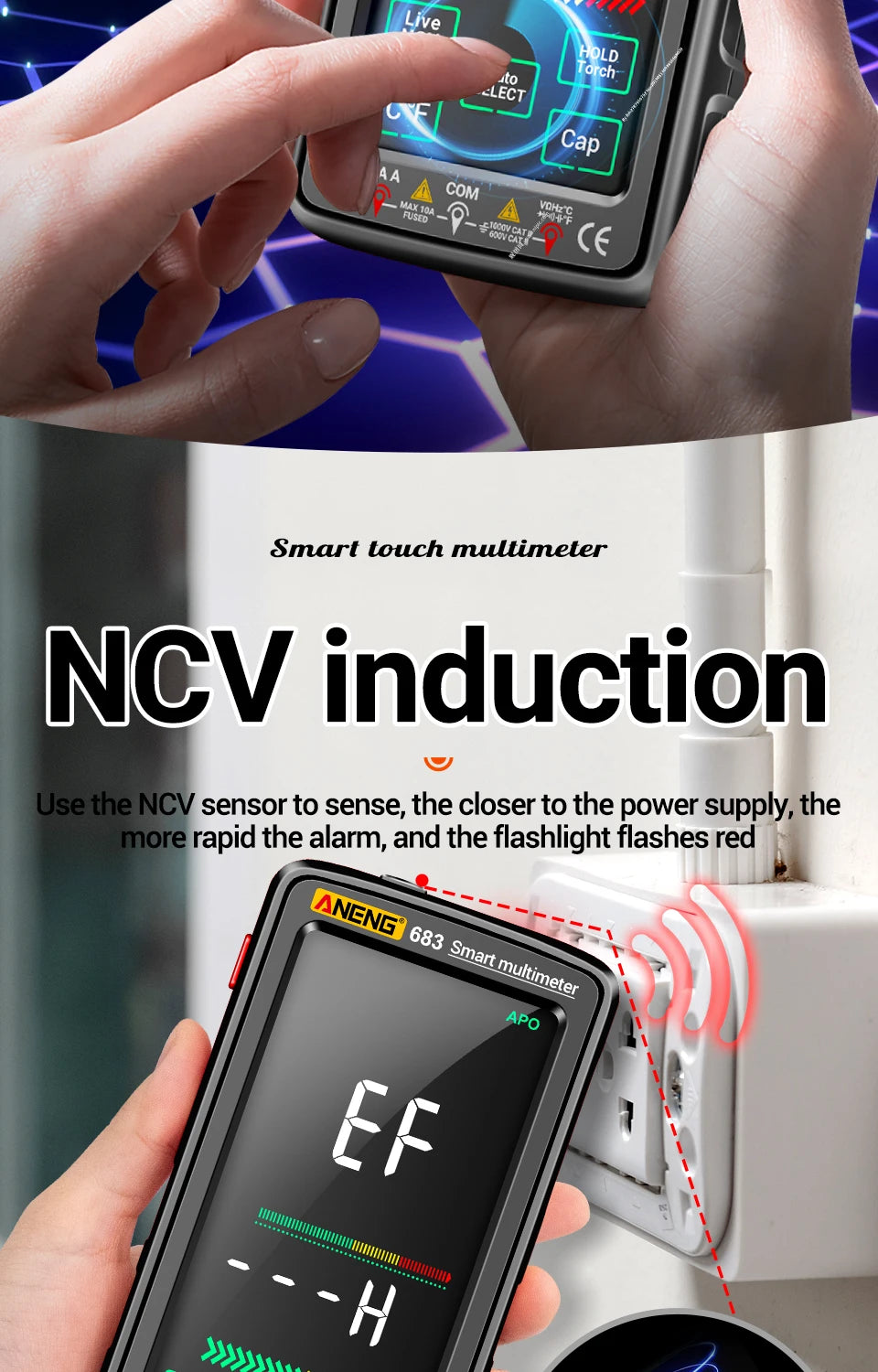 ANENG 683 Smart Multimeter High-end Touch 6000 Counts Multimetro