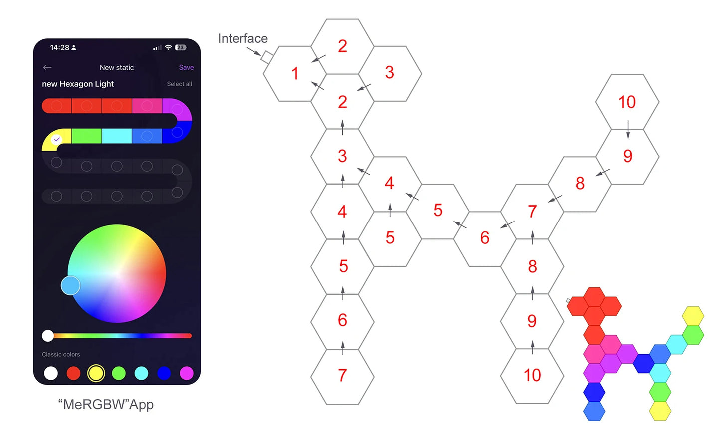8/12/20 PCS Smart Hexagon Wall Light Color Changing Ambient Hexagonal Lights Night DIY Music Sync MeRGBW APP Games Room Bedroom