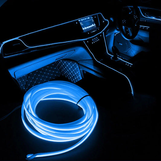3M/5M Car Interior Atmosphere Led Strip Light Flexible Neon EL Wiring With USB Interface Auto Decorative Lamp Universal