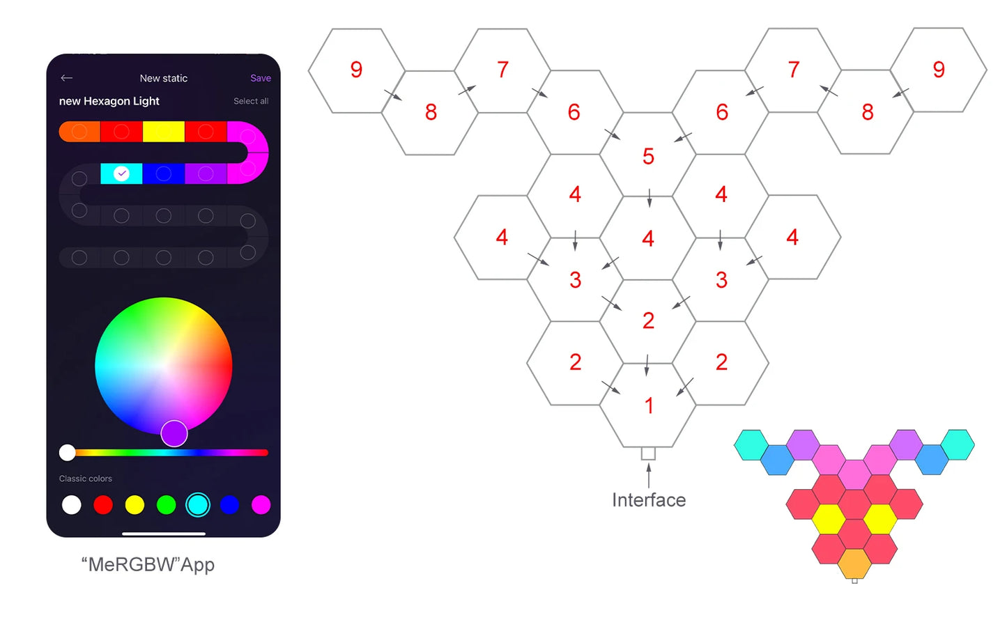 8/12/20 PCS Smart Hexagon Wall Light Color Changing Ambient Hexagonal Lights Night DIY Music Sync MeRGBW APP Games Room Bedroom