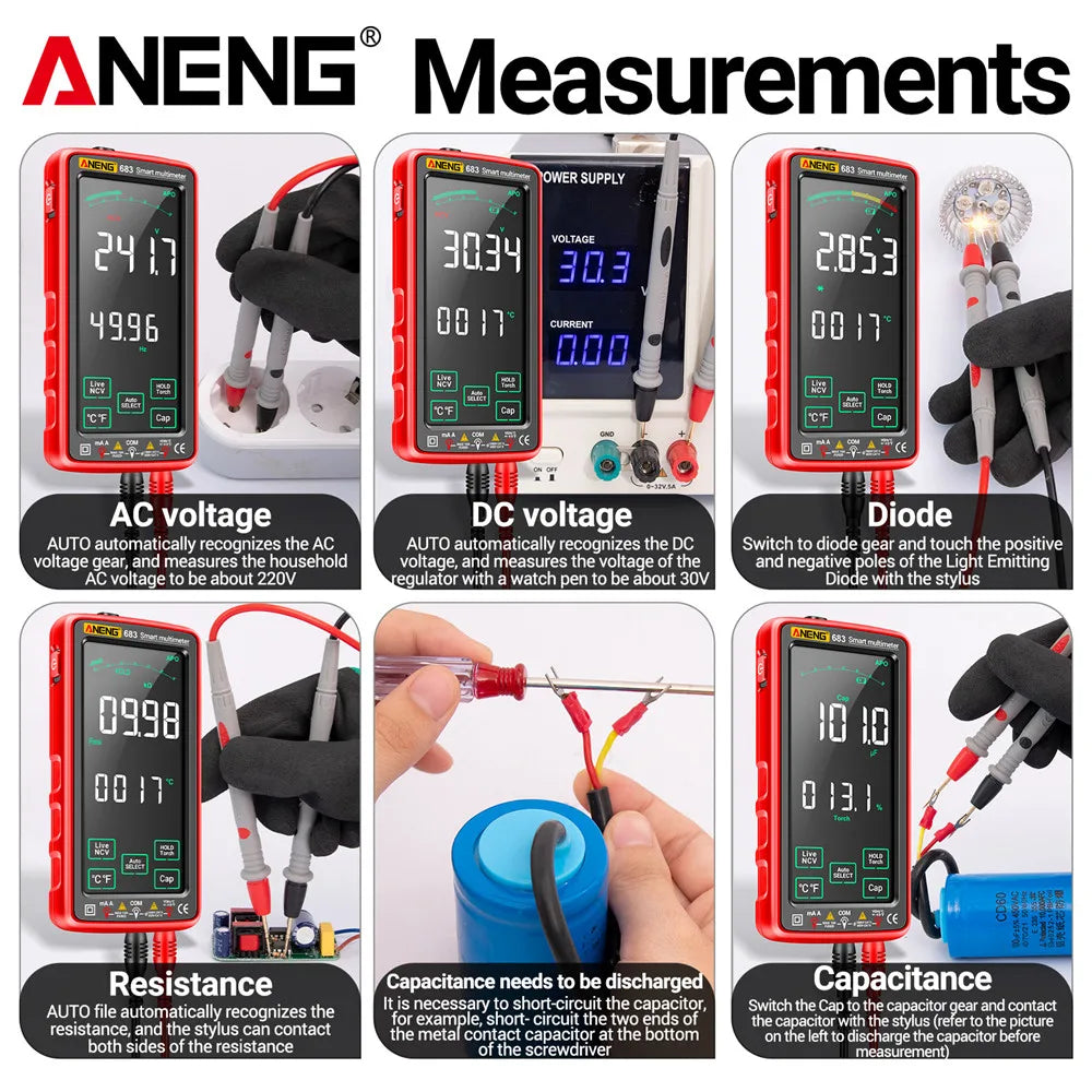 ANENG 683 Smart Multimeter High-end Touch 6000 Counts Multimetro